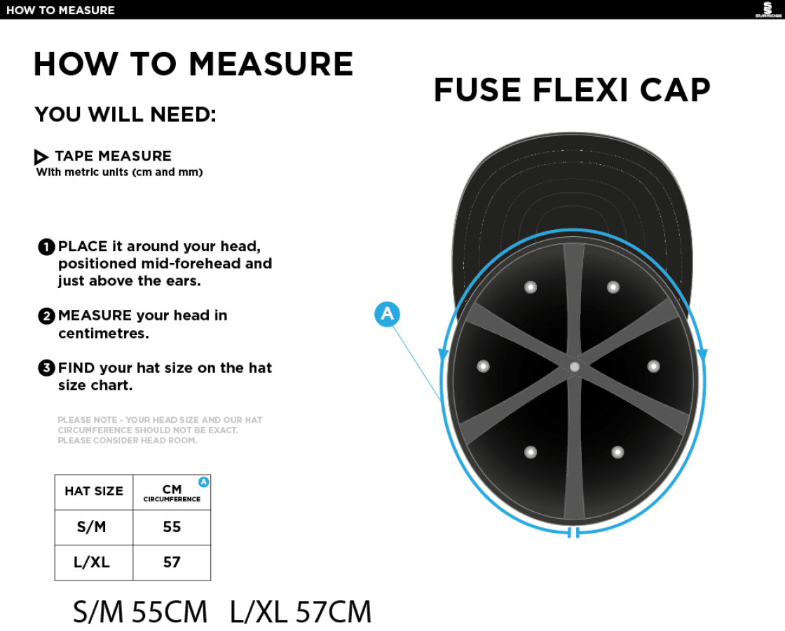 Eynsford CC - Fuse Flexi Fit Cap - Size Guide