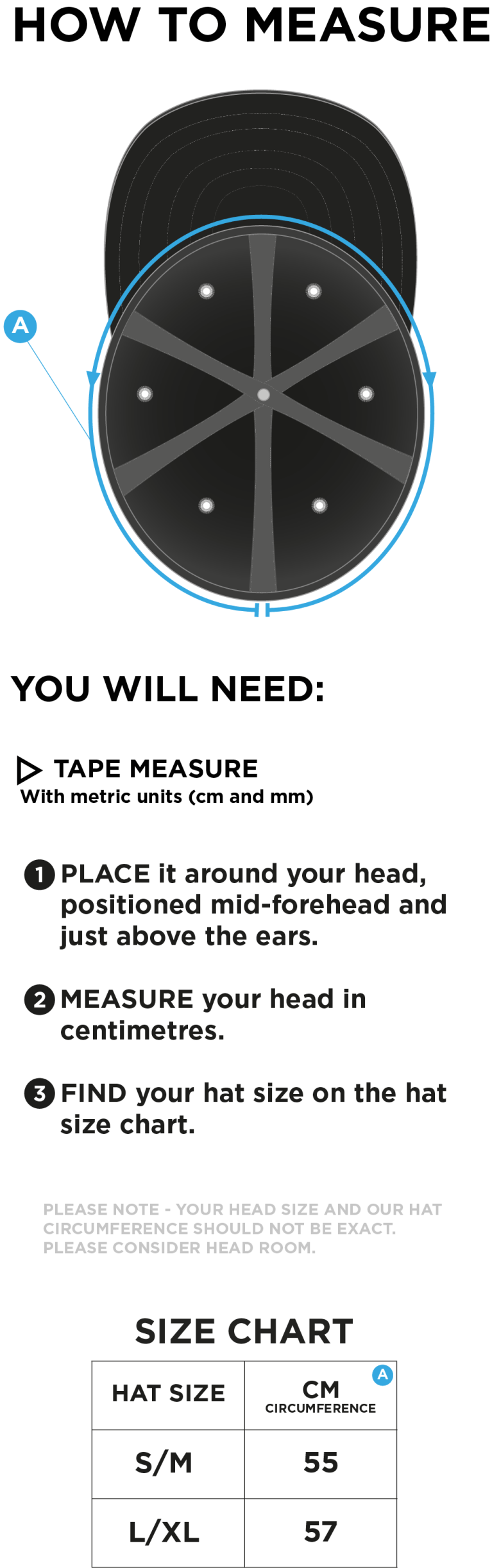 Eynsford CC - Fuse Flexi Fit Cap - Size Guide