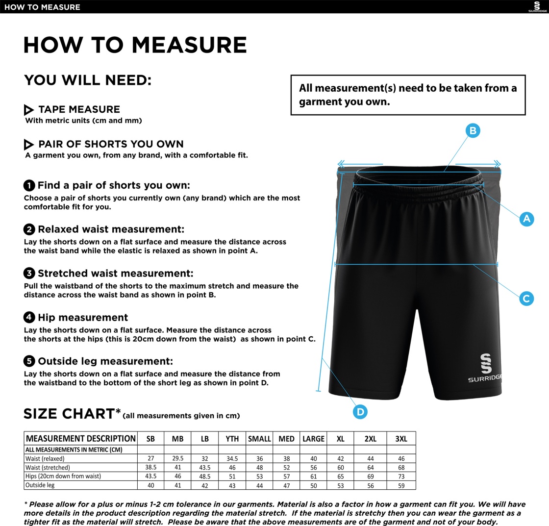 Eynsford CC - Blade Shorts - Size Guide